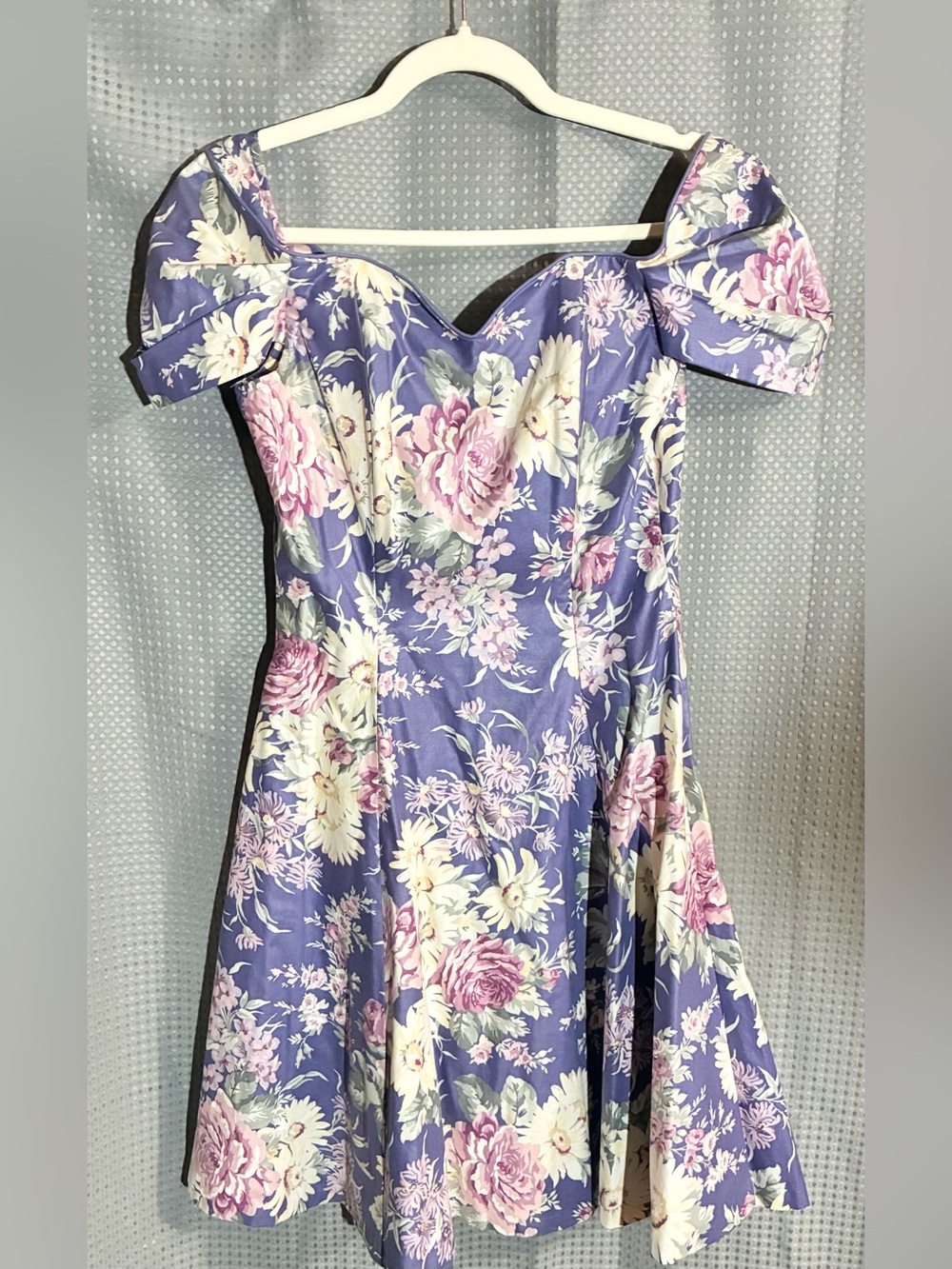 Laura Ashley Floral Prom Dress Sz P Fit & Flare Sweetheart Neck Vintage 80s